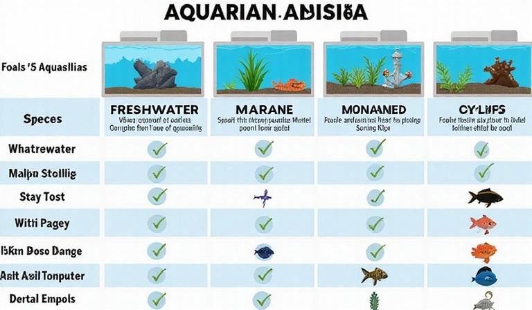 Infographic comparing different aquarium types visually