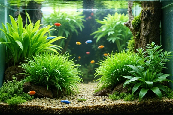 Lush freshwater planted aquarium