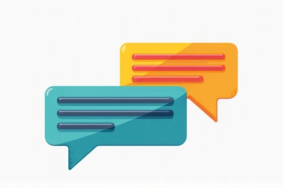Stylized blog post icon with text bubbles representing fresh content and discussions