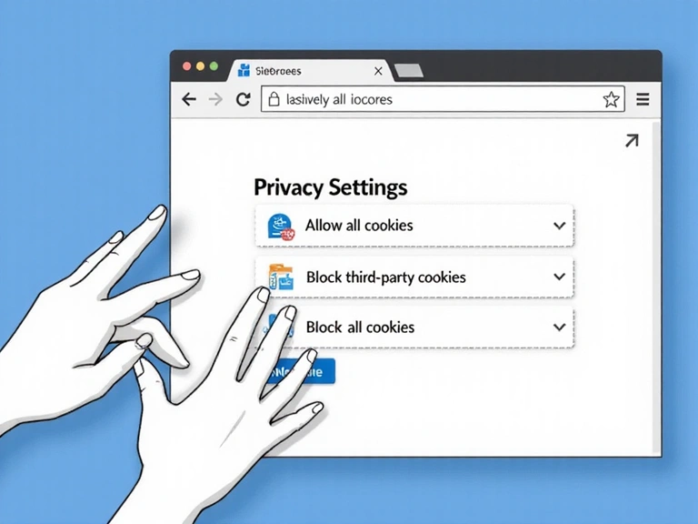 Illustration of a hand adjusting browser settings for cookies