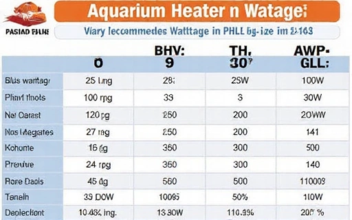 Infographic on heater wattage for different tank sizes