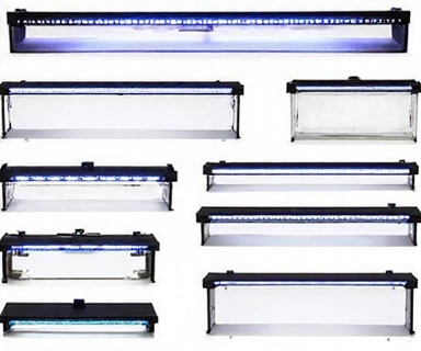 Various types of aquarium lighting fixtures