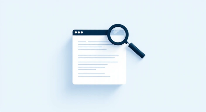 Simple, clean design of an information panel with a magnifying glass icon, symbolizing search and discovery of knowledge