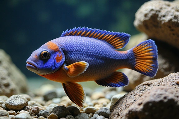 African Cichlid in a rocky freshwater tank