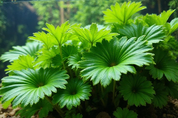 Lush green aquatic plant in an aquarium