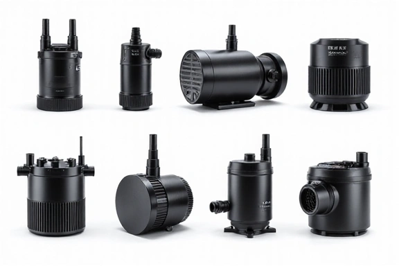 Assortment of modern aquarium filters and pumps