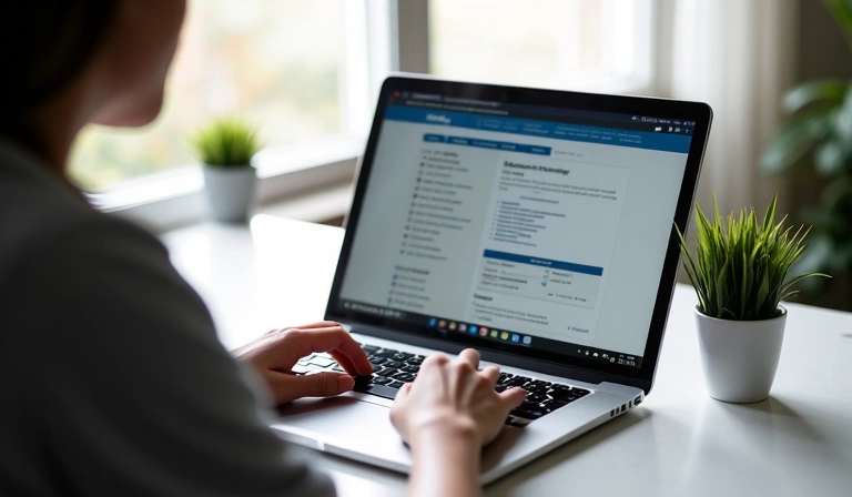 Person responsibly browsing a website on a laptop, showing good digital citizenship